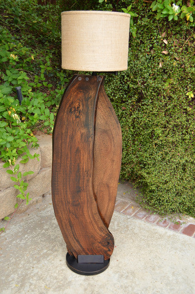 RECLAIMED LIVE EDGE SLAB SWING ARM FLOOR LAMP
